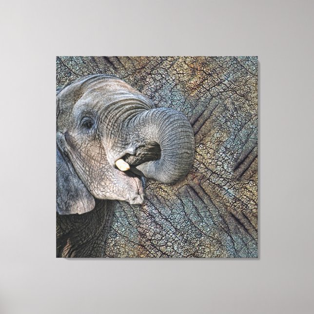 Exotic Gray Elephant Leather Camouflage Animal Leinwanddruck (Vorderseite)
