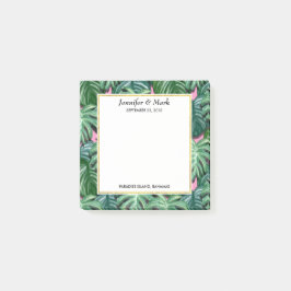 Exotic Green Tropical Blätter Muster Hochzeit Post-it Klebezettel