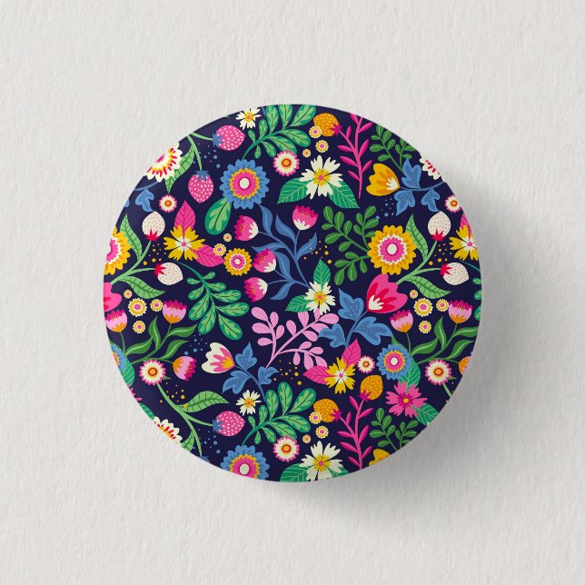 Exotic Hand Painted Floral Pattern-48330 Button (Vorderseite)