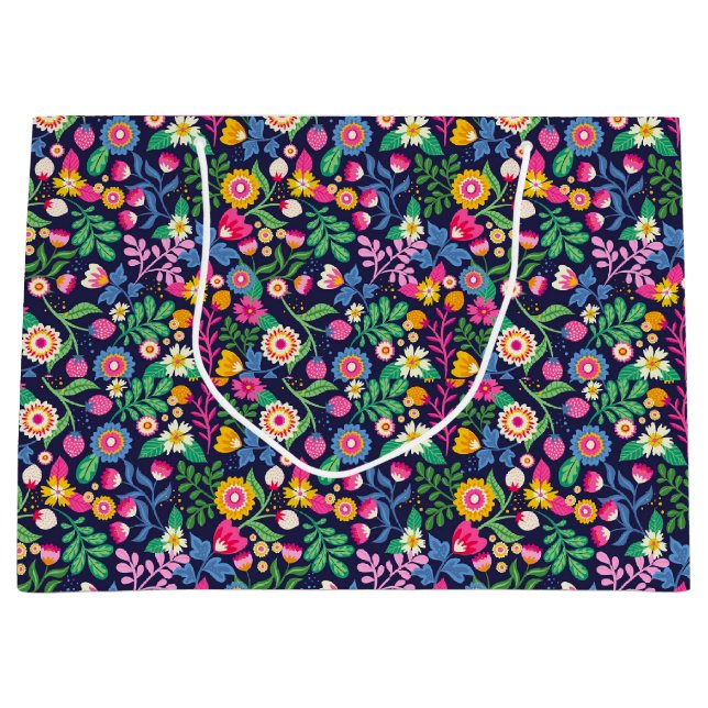 Exotic Hand Painted Floral Pattern-48330 Große Geschenktüte (Vorderseite)