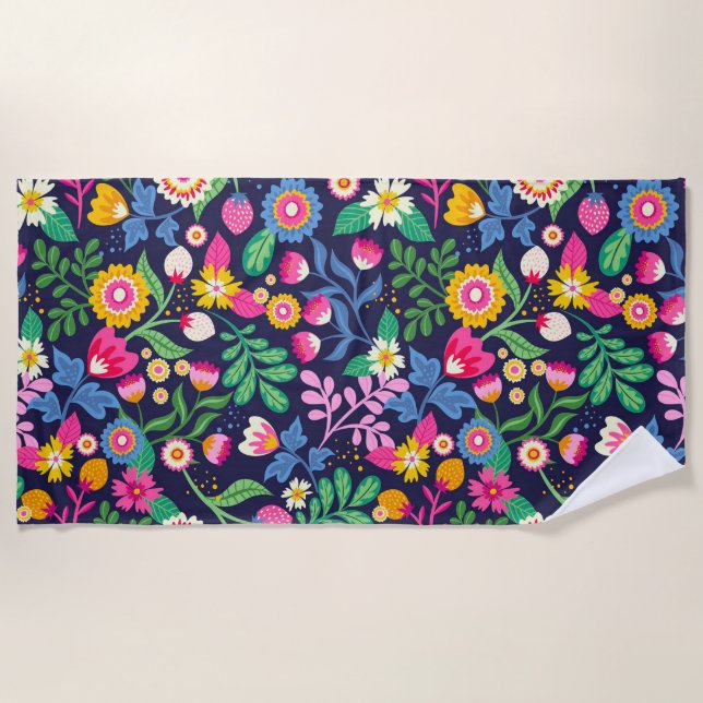 Exotic Hand Painted Floral Pattern-48330 Strandtuch (Vorderseite)