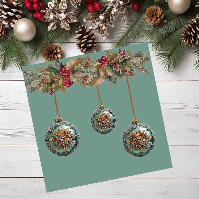 Exotic Hanging Weihnachtsbälle Magnetic Card Magnetkarte (Christmas balls on garland.)