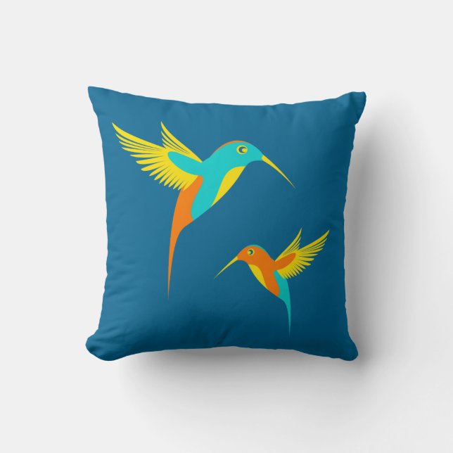 Exotic Hummingbirds Blue Kissen (Vorderseite)