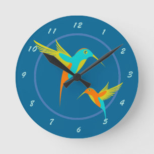 Exotic Hummingbirds Blue Runde Wanduhr