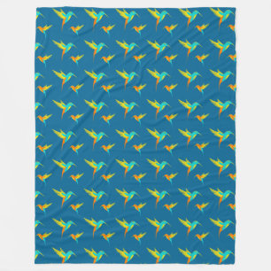 Exotic Hummingbirds Pattern Blau Fleecedecke