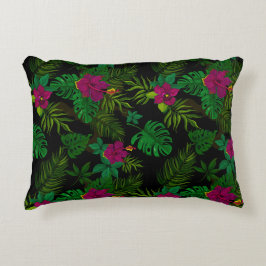 Exotic jungle night orchids pattern dekokissen