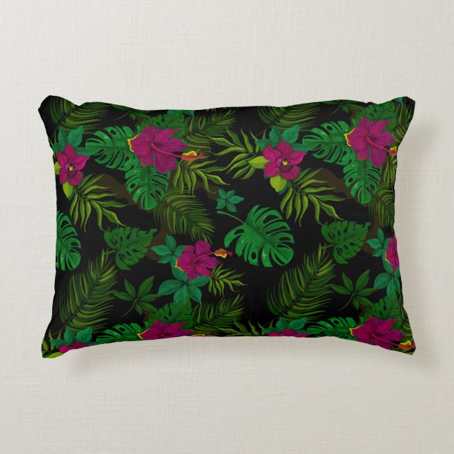 Exotic jungle night orchids pattern dekokissen (Vorderseite)