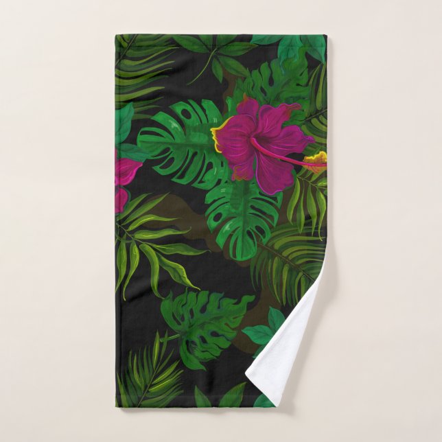 Exotic jungle night orchids pattern handtuch (Handtuch)