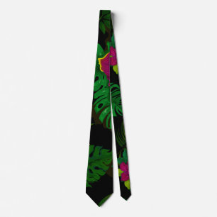 Exotic jungle night orchids pattern krawatte