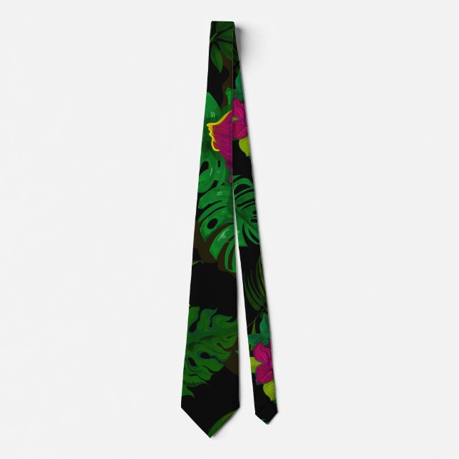 Exotic jungle night orchids pattern krawatte (Vorderseite)