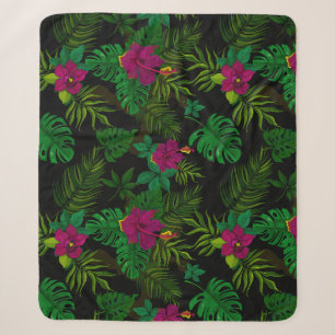 Exotic jungle night orchids pattern sherpadecke