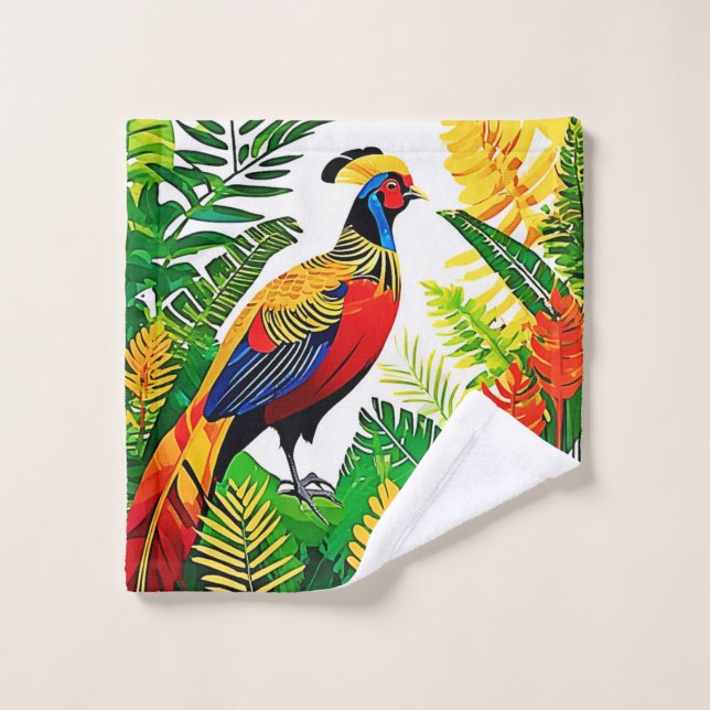 Exotic Jungle Pheasant Badhandtuch Set (Waschlappen)