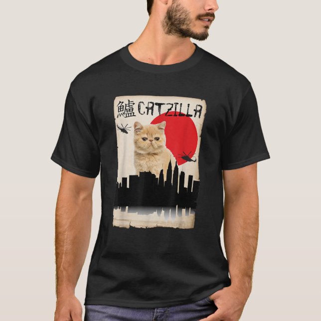 Exotic Kurzhaarkatze Catzilla T-Shirt (Vorderseite)