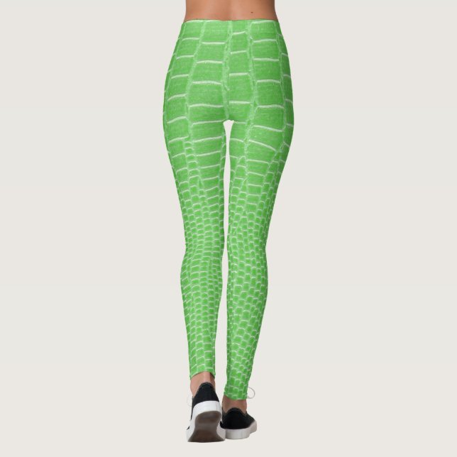 Exotic Lime Green Lizard Skin Look Leggings (Rückseite)
