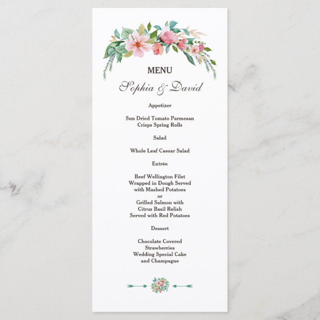 Exotic Luau Tropical Floral Wedding Menu Menükarte (Vorderseite)