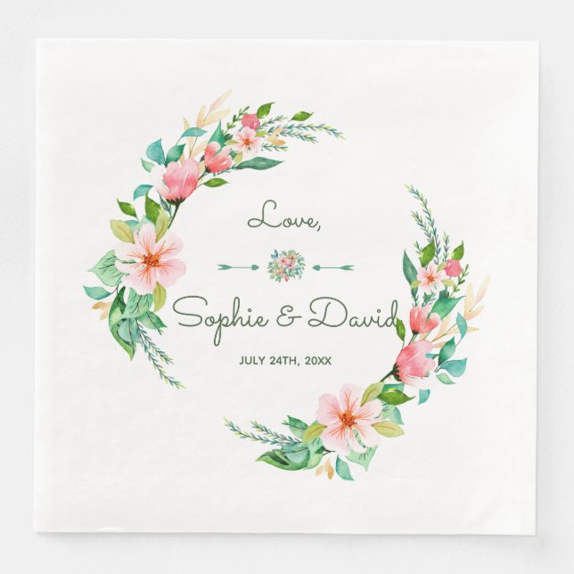 Exotic Luau Tropical Watercolor Floral Wedding Serviette (Vorderseite)