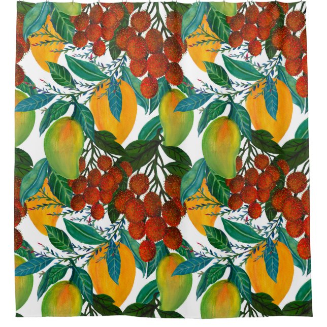 Exotic Mango: Sommer nahtlos Duschvorhang (Vorderseite)