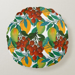 Exotic Mango: Sommer nahtlos Rundes Kissen