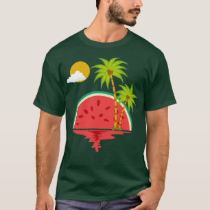 Exotic Melon Sunset Summer Palm Trees Fruit Waterm T-Shirt