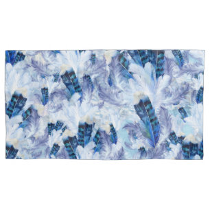 Exotic Mix Blue Bird Feder Print Kissenbezug