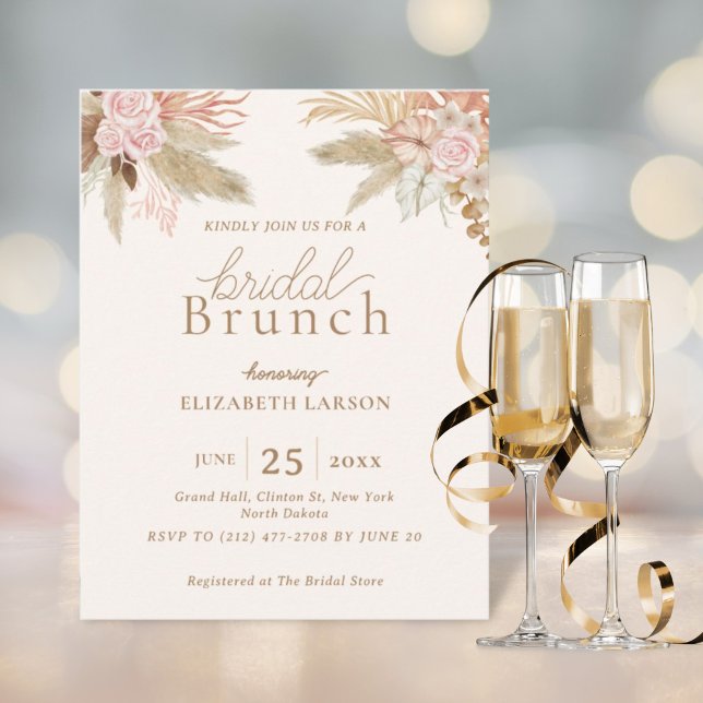 Exotic Modern Boho Tropical Bridal Brunch Einladung (Von Creator hochgeladen)
