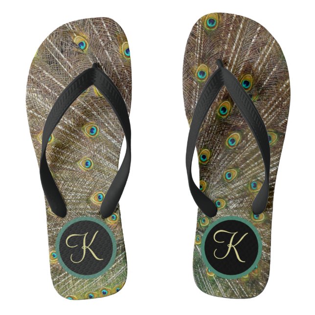 Exotic Monogram Peacock Flip Flops (Fußbett)