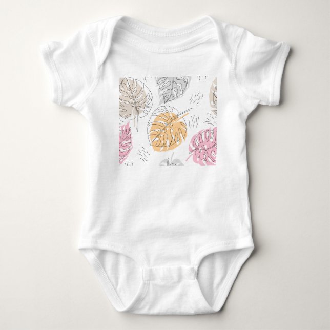 Exotic Monstera Line Zeichnend Kunst Baby Strampler (Vorderseite)