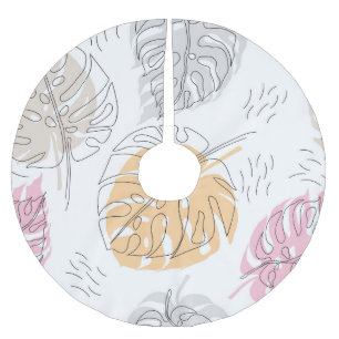 Exotic Monstera Line Zeichnend Kunst Polyester Weihnachtsbaumdecke