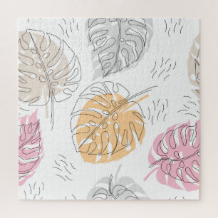 Exotic Monstera Line Zeichnend Kunst Puzzle