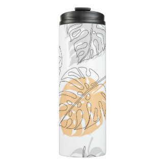 Exotic Monstera Line Zeichnend Kunst Thermosbecher