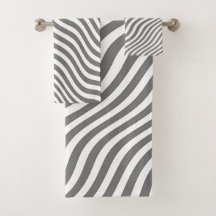EXOTIC NEUTRAL GRAY ZEBRA STRIPES BATH TOWEL SET
