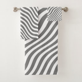 EXOTIC NEUTRAL GRAY ZEBRA STRIPES BATH TOWEL SET