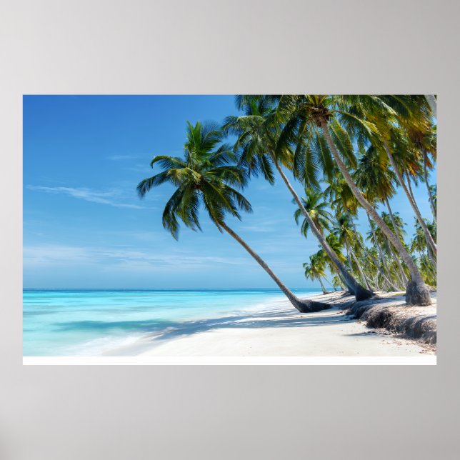Exotic Palm Beach Turquoise Water Sunny Paradise Poster (Vorne)