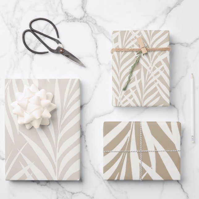 Exotic Palm Blätter Pastel Cappuccino Muster (Vorderseite)