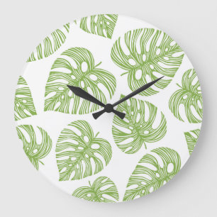 Exotic Palm Blätter Vintag Große Wanduhr