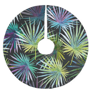 Exotic Palm Blätter Wasserfarbe Polyester Weihnachtsbaumdecke