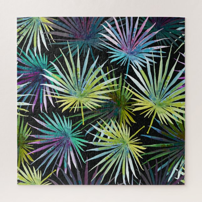 Exotic Palm Blätter Wasserfarbe Puzzle (Vertikal)