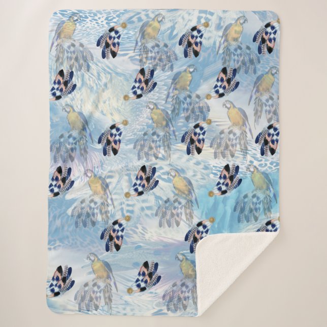Exotic-Parrot-Bird-Tone-Feathers Sherpadecke (Vorderseite)