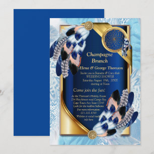 Exotic-Parrot Blue-Tönfedern Couple Shower Einladung