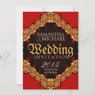 Exotic Passion Red Gold Hochzeitseinladungen Einladung