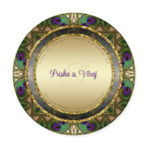 Exotic Peacock Feather Indian Wedding Einladung