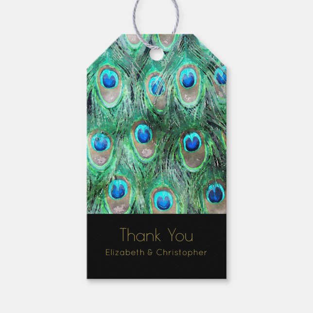 Exotic Peacock Feathers Vielen Dank Geschenkanhänger (Vorderseite)
