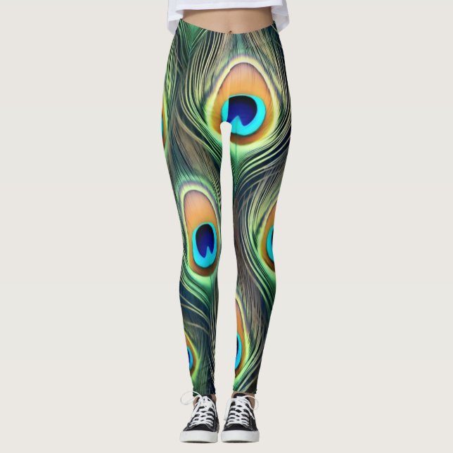 Exotic Peacock print Leggings (Vorderseite)