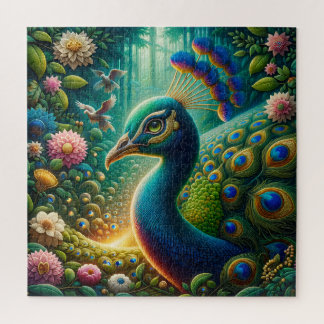 Exotic Peacock Rainforest Majestät Design Puzzle