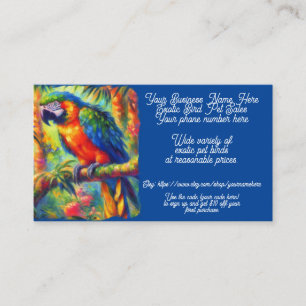 Exotic Pet Bird Parrot Cockatoo Shop Sales Etsy Visitenkarte