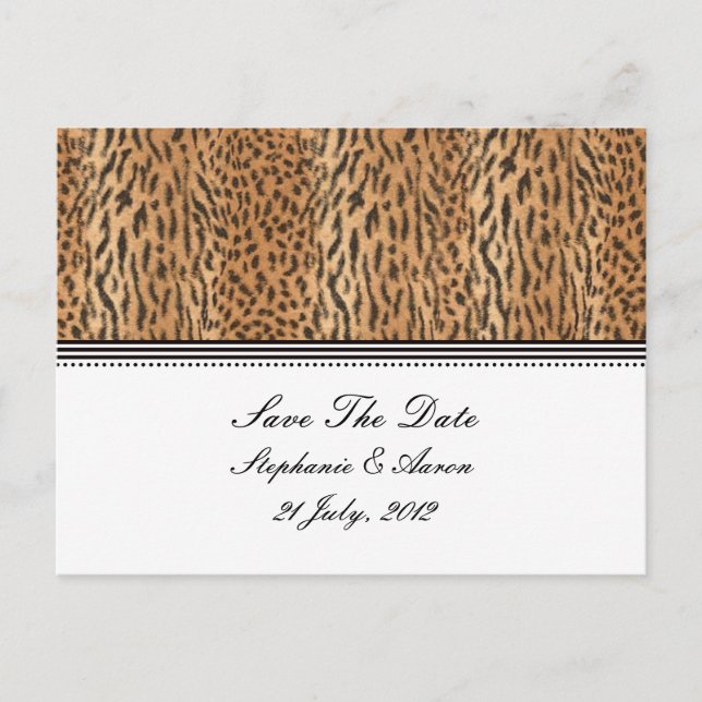 Exotic Print Animal Skin Save the Date Postcard Ankündigungspostkarte (Vorderseite)
