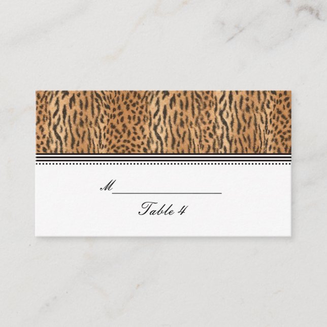Exotic Print Animal Skin Wedding Platzkarte (Vorderseite)