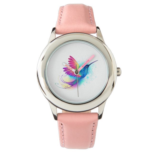 Exotic Rainbow Hummingbird Armbanduhr (Vorderseite)