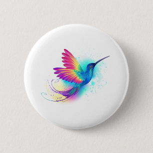 Exotic Rainbow Hummingbird Button