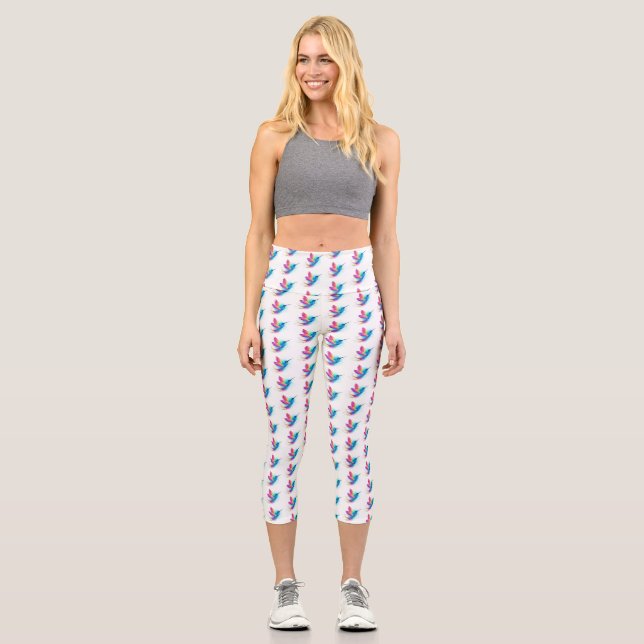 Exotic Rainbow Hummingbird Capri Leggings (Vorderseite)